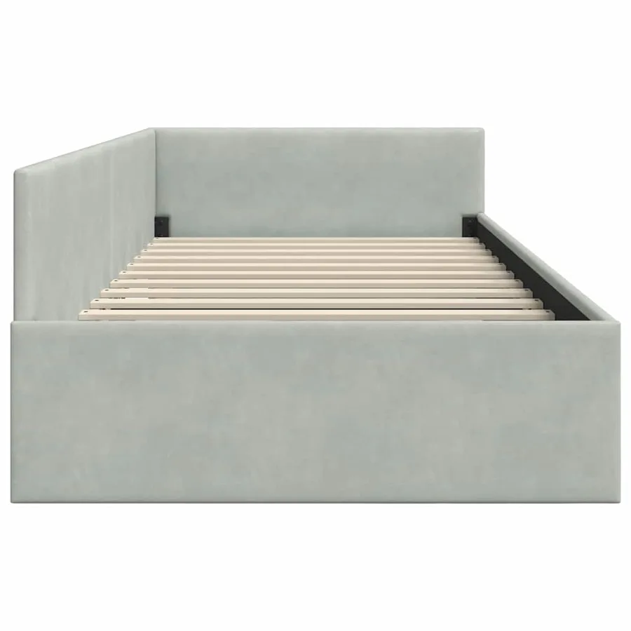 Cadre de lit d'angle Gris clair 100 cm x 200 cm Velours - 6