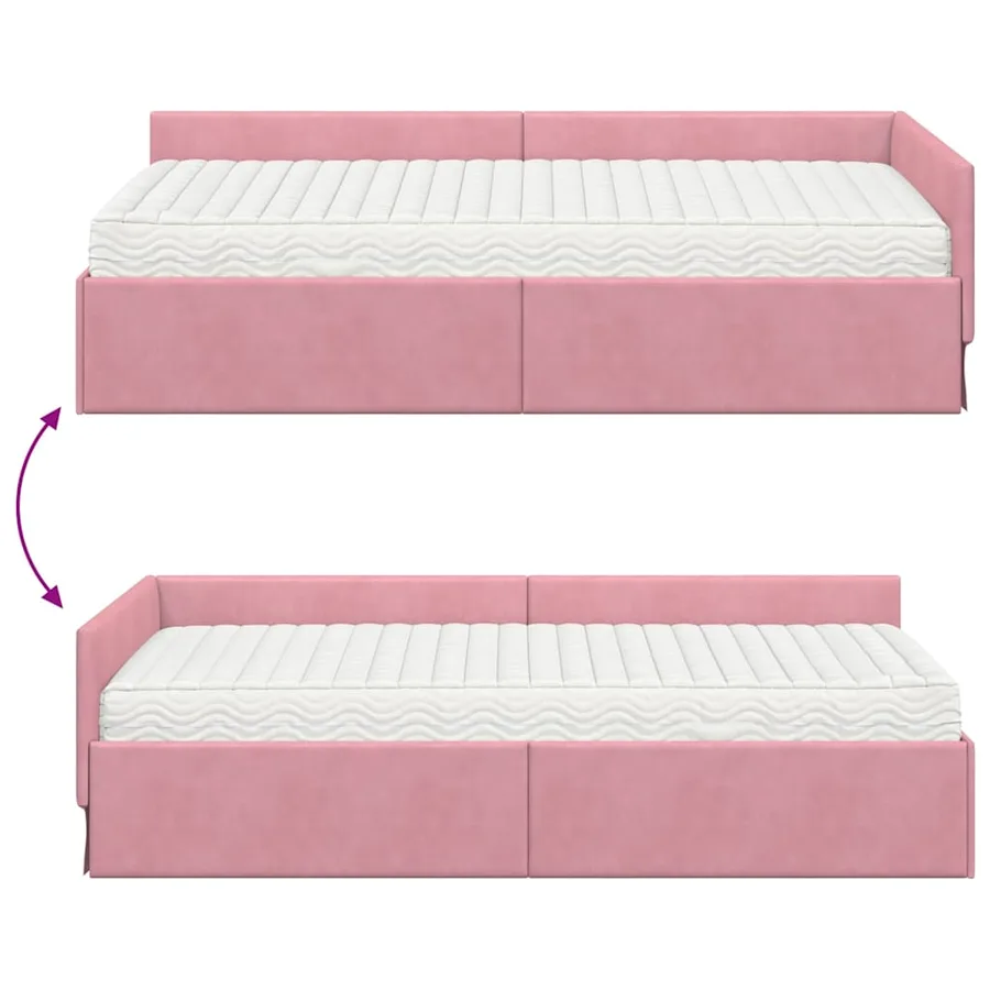Cadre de lit d'angle avec matelas Autre 2 pcs Gris Velours - 12