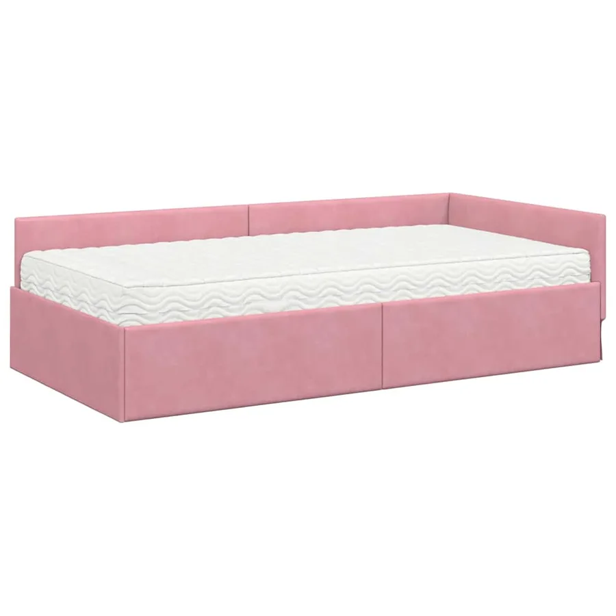 Cadre de lit d'angle avec matelas Autre 2 pcs Gris Velours - 4