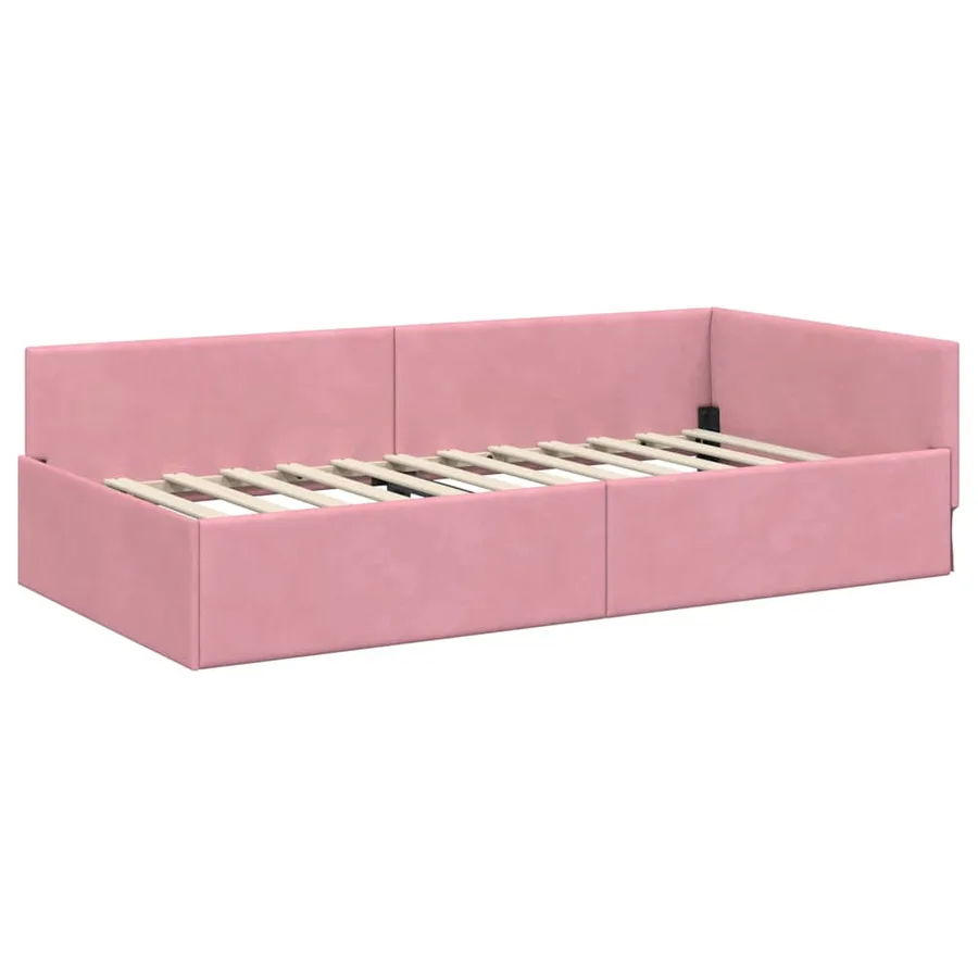 Cadre de lit d'angle avec matelas Autre 2 pcs Gris Velours - 6