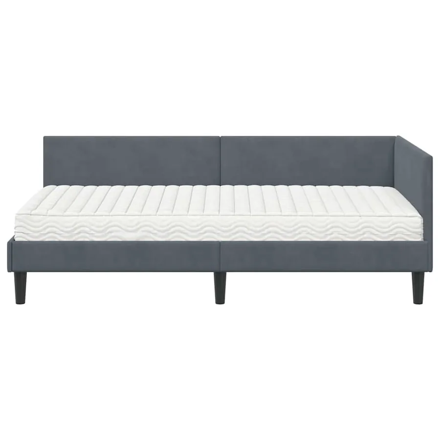 Cadre de lit d'angle avec matelas Autre 2 pcs Gris Velours - 5