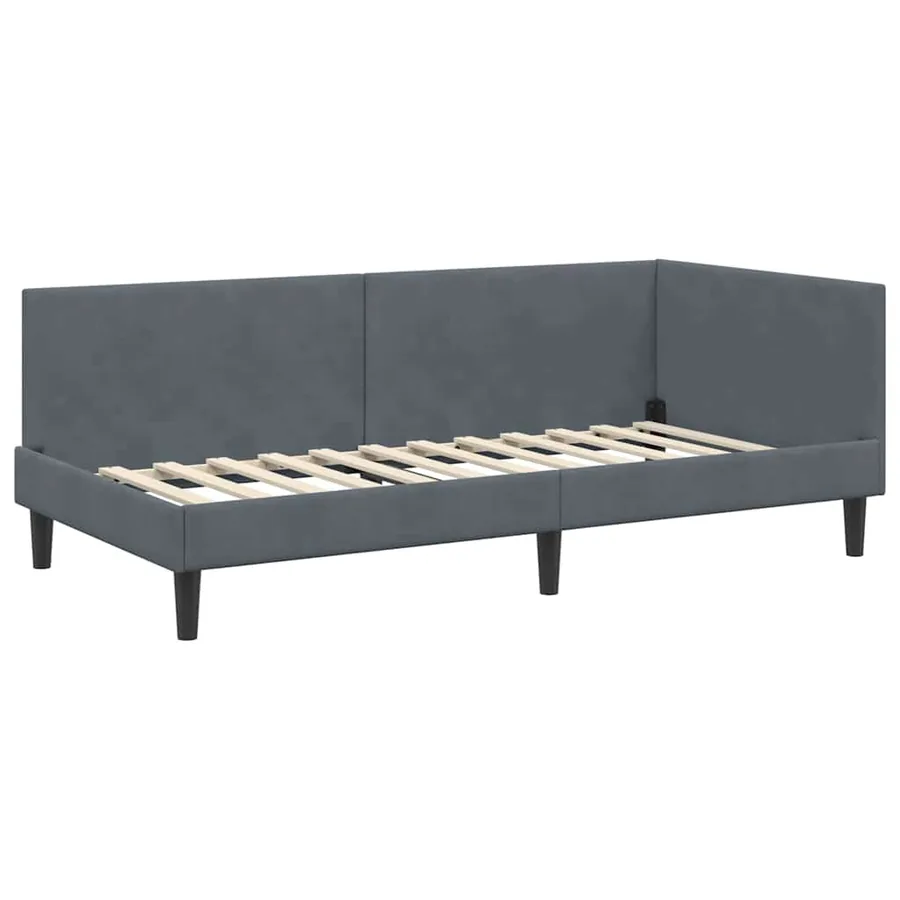 Cadre de lit d'angle avec matelas Autre 2 pcs Gris Velours - 6