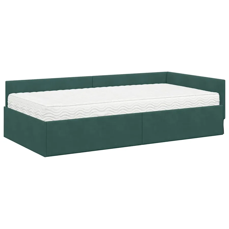 Cadre de lit d'angle avec matelas Autre 2 pcs Vert Velours - 4