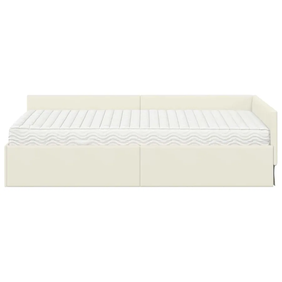 Cadre de lit d'angle avec matelas Autre 2 pcs Crème Velours - 5
