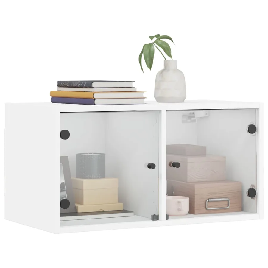 Armoire murale avec portes en verre blanc 68,5x37x35 cm - 4