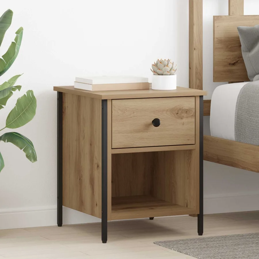 Cabinet de chevet 2 pc Chêne artisanal 40 x 42 x 50 cm