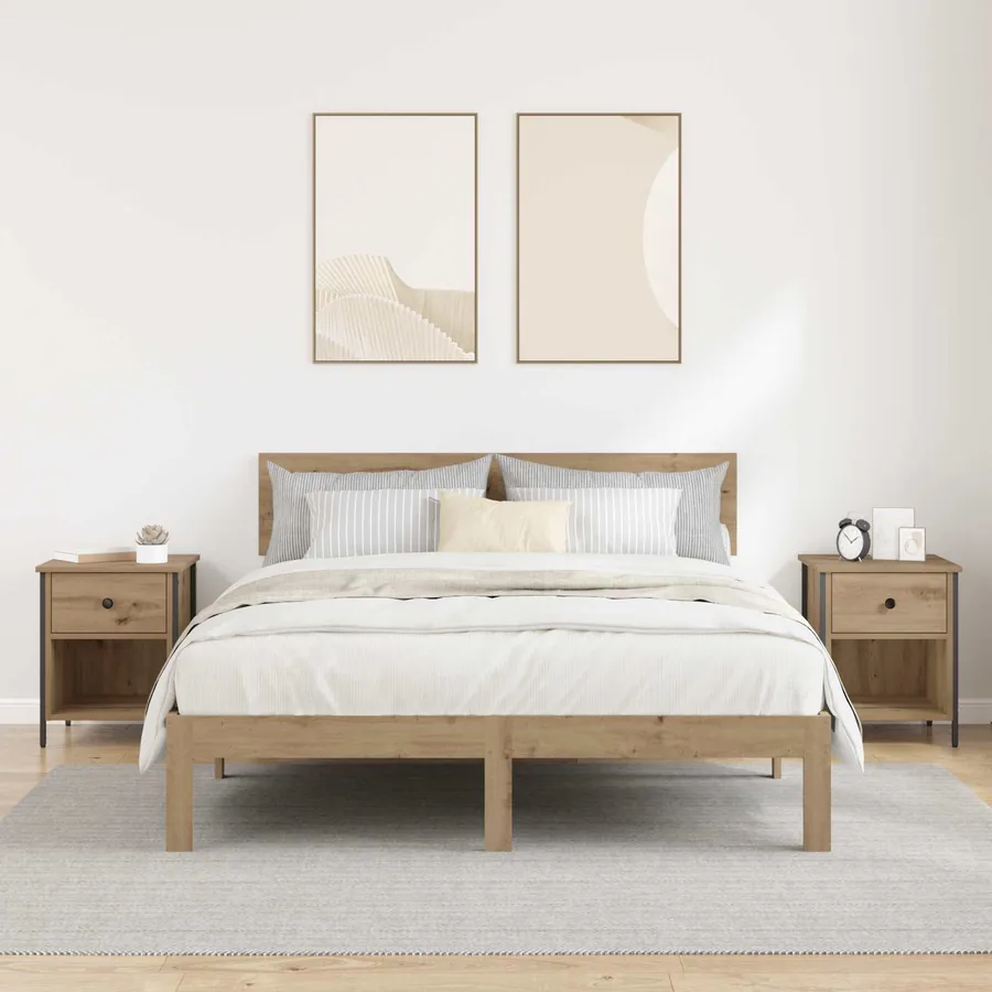 Cabinet de chevet 2 pc Chêne artisanal 40 x 42 x 50 cm - 4