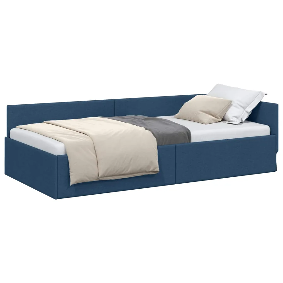 Cadre de lit d'angle Bleu 100 cm x 200 cm tissu - 2
