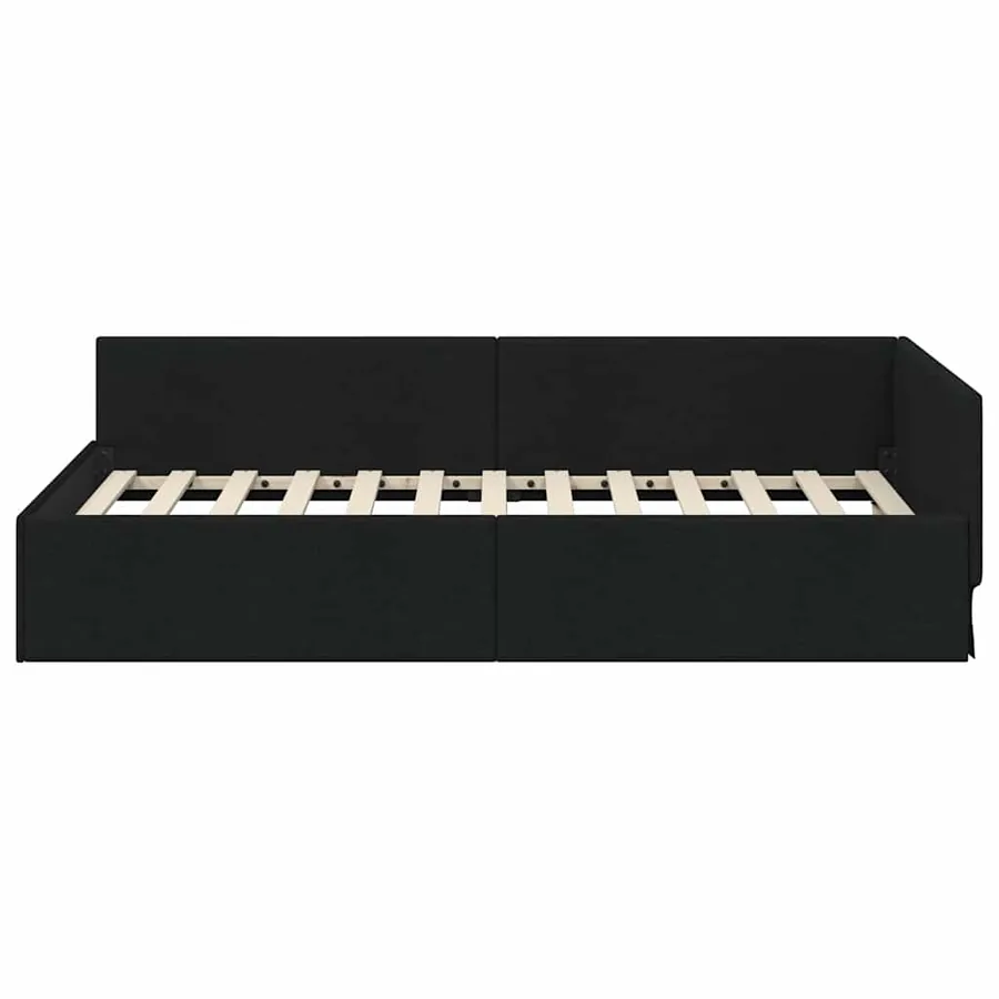 Cadre de lit d'angle avec tête de lit Noir 90 cm x 200 cm tissu - 5