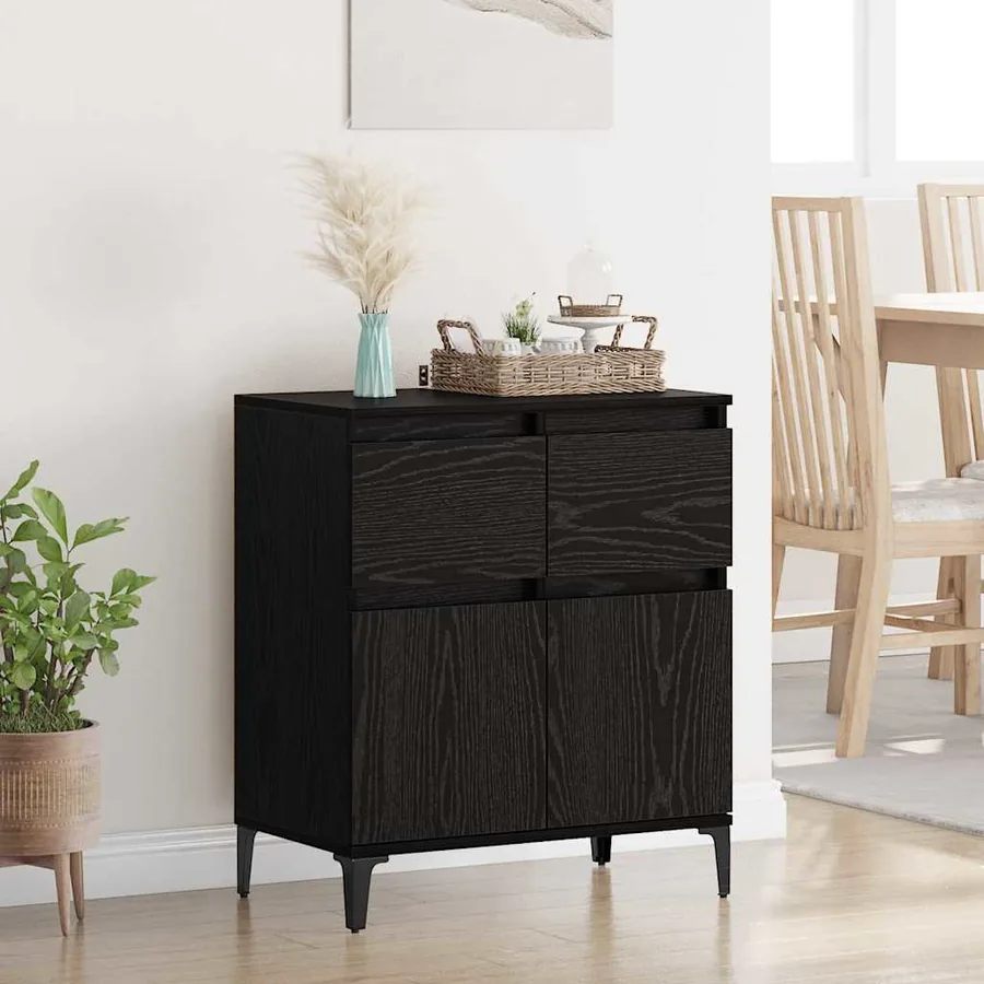 Buffet Chêne noir 60 x 35 x 70 cm Bois d'ingénierie et fer
