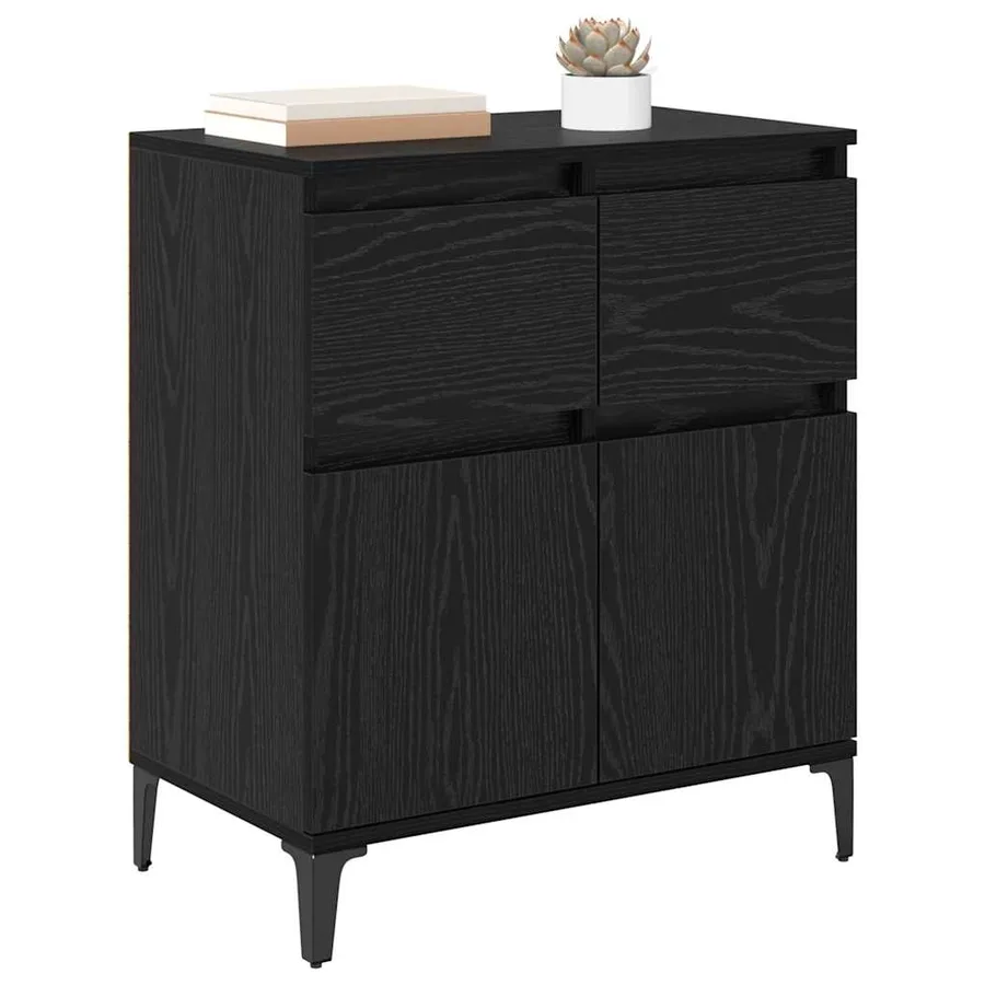 Buffet Chêne noir 60 x 35 x 70 cm Bois d'ingénierie et fer - 3