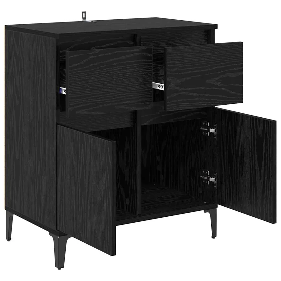 Buffet Chêne noir 60 x 35 x 70 cm Bois d'ingénierie et fer - 5