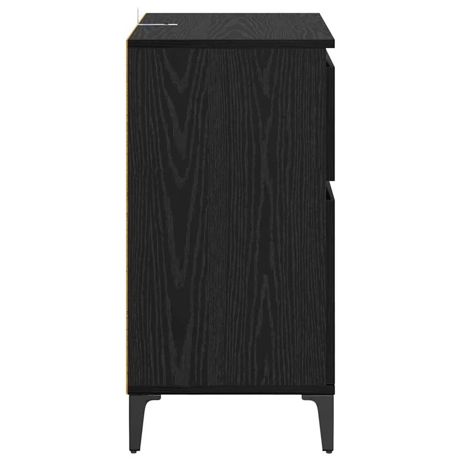 Buffet Chêne noir 60 x 35 x 70 cm Bois d'ingénierie et fer - 7
