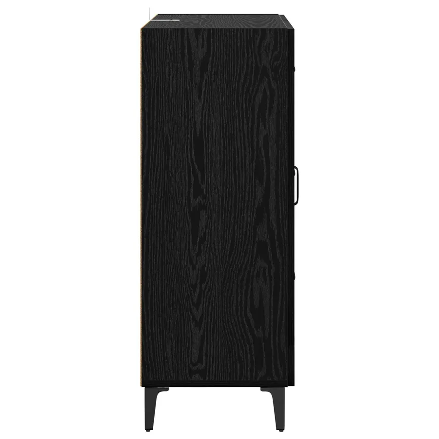Buffet Chêne noir 69,5 x 34 x 90 cm Bois d'ingénierie et fer - 7