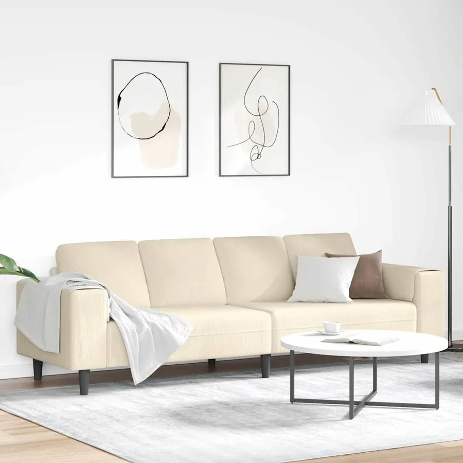 Canapé Crème 250 x 77 x 76 cm Tissu en velours côtelé