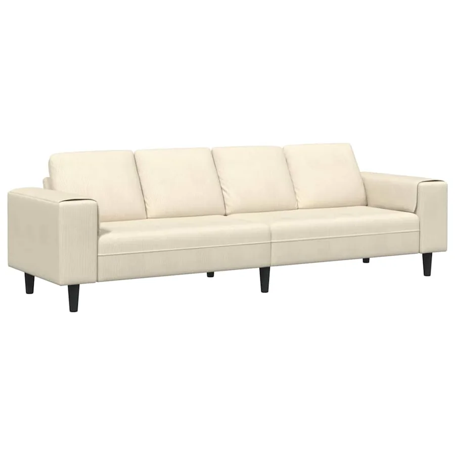 Canapé Crème 250 x 77 x 76 cm Tissu en velours côtelé - 2