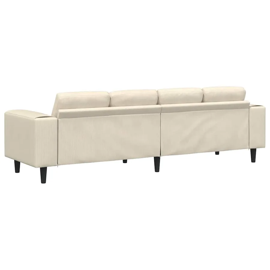 Canapé Crème 250 x 77 x 76 cm Tissu en velours côtelé - 6