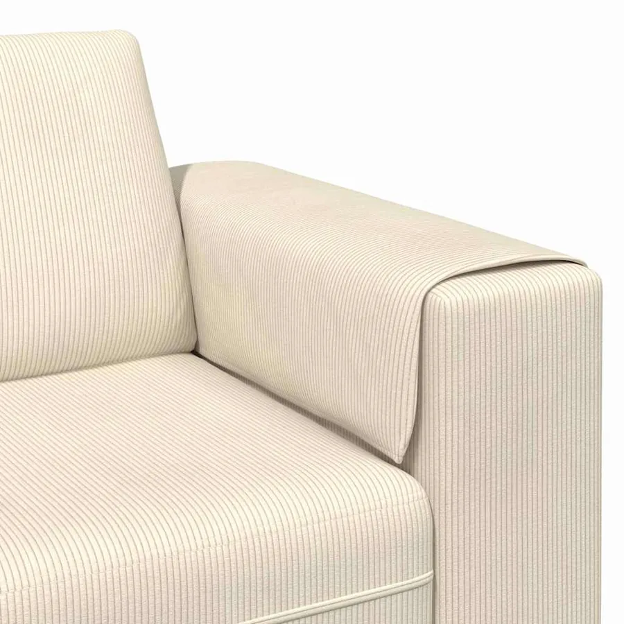 Canapé Crème 250 x 77 x 76 cm Tissu en velours côtelé - 7