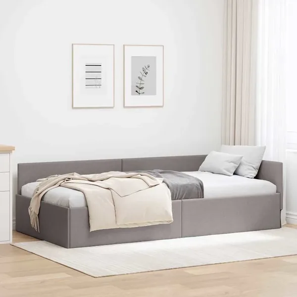 Cadre de lit d'angle Taupe 80 cm x 200 cm tissu