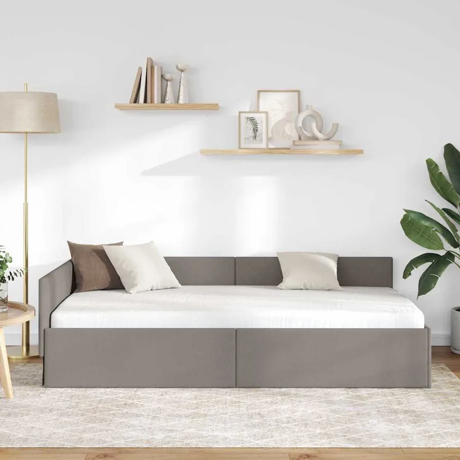 Cadre de lit d'angle Taupe 80 cm x 200 cm tissu - 3