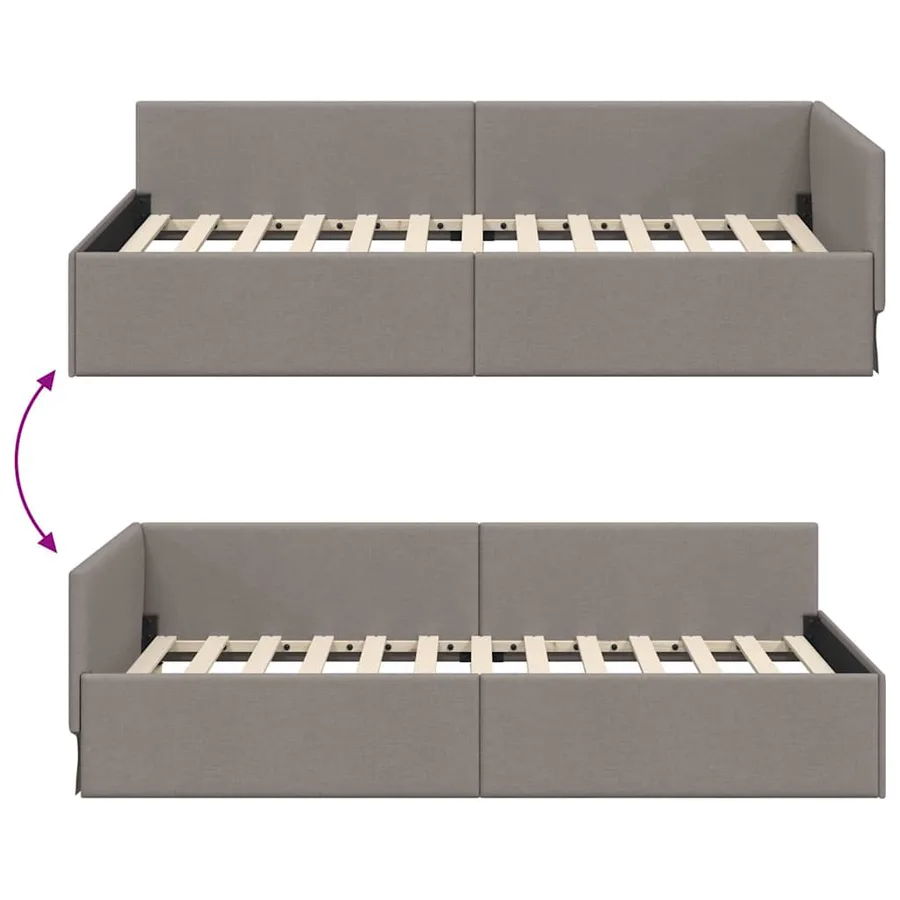 Cadre de lit d'angle Taupe 80 cm x 200 cm tissu - 9