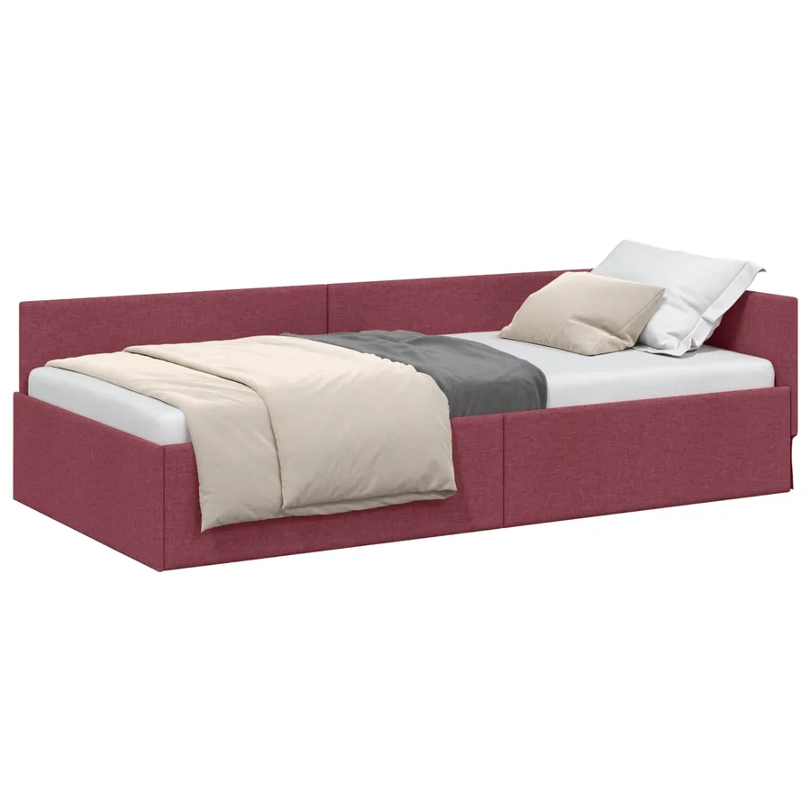 Cadre de lit d'angle Bordeaux 80 cm x 200 cm tissu - 2