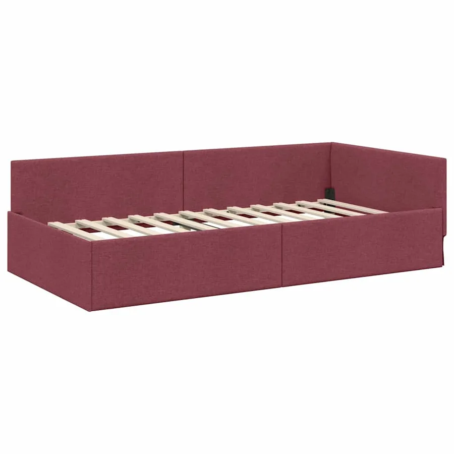 Cadre de lit d'angle Bordeaux 80 cm x 200 cm tissu - 4