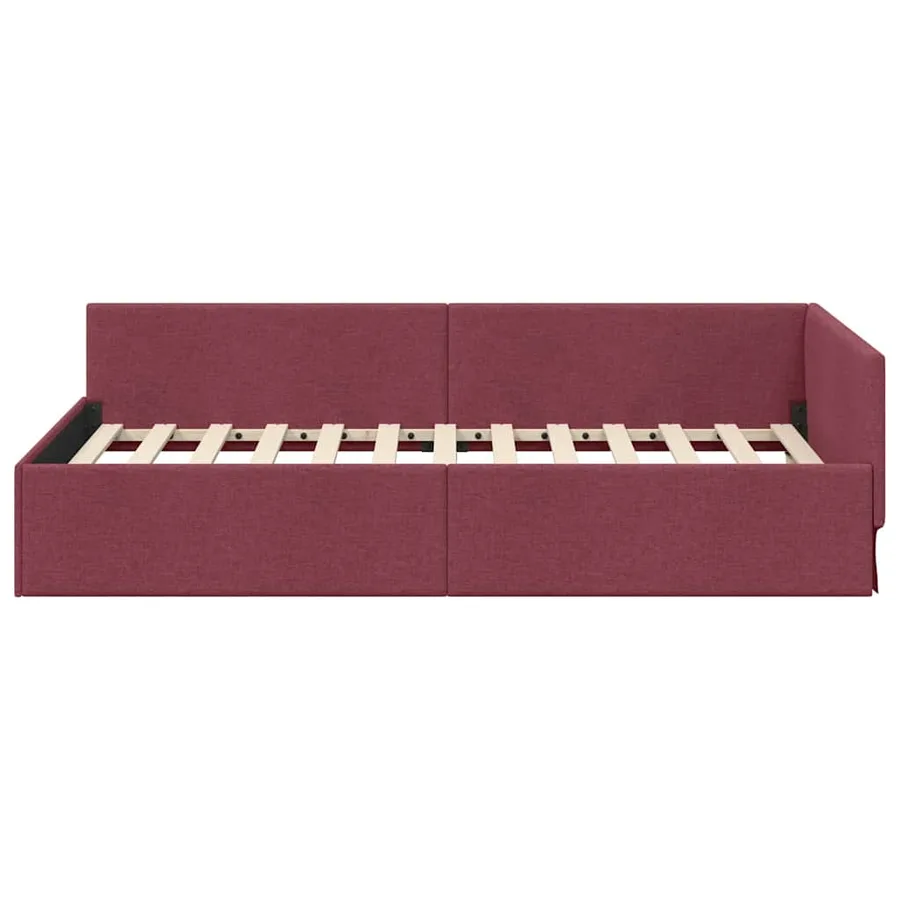 Cadre de lit d'angle Bordeaux 80 cm x 200 cm tissu - 5