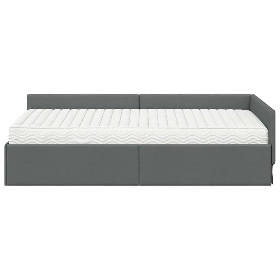 Cadre de lit d'angle avec matelas Autre 2 pcs Gris tissu - 5