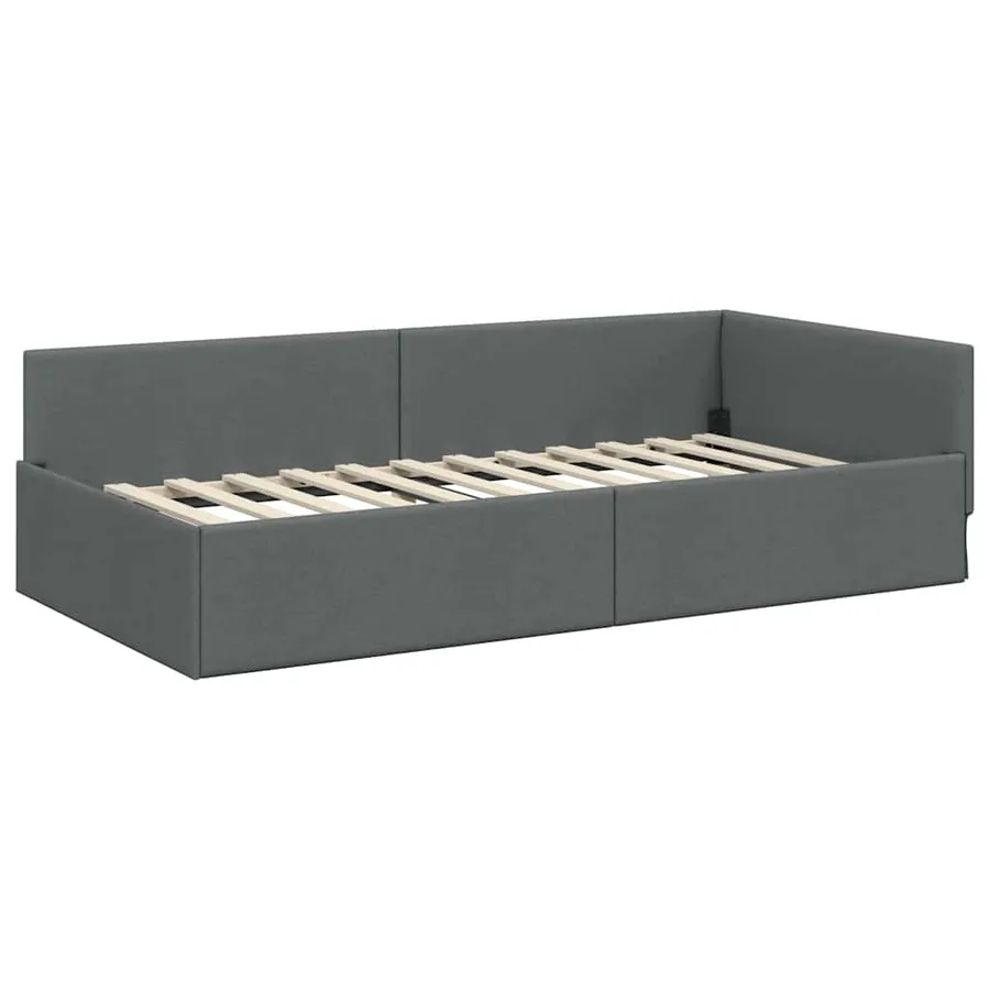 Cadre de lit d'angle avec matelas Autre 2 pcs Gris tissu - 6