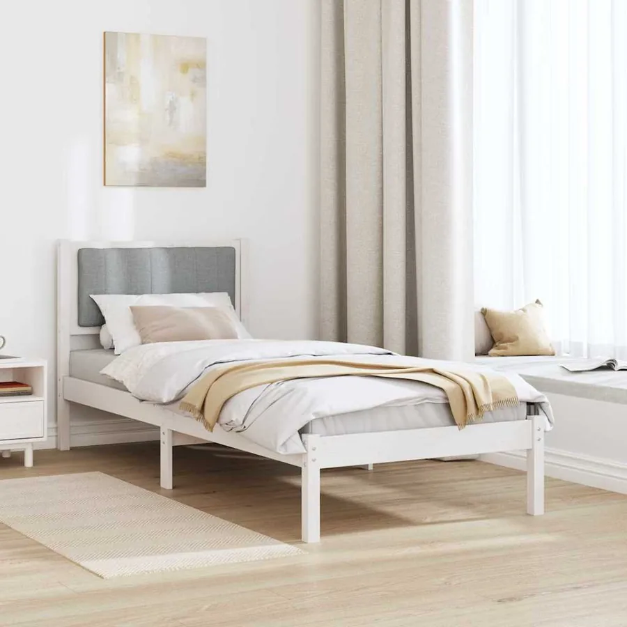 Cadre de lit avec tête de lit rembourrée Gris clair 75 x 190 cm - 4