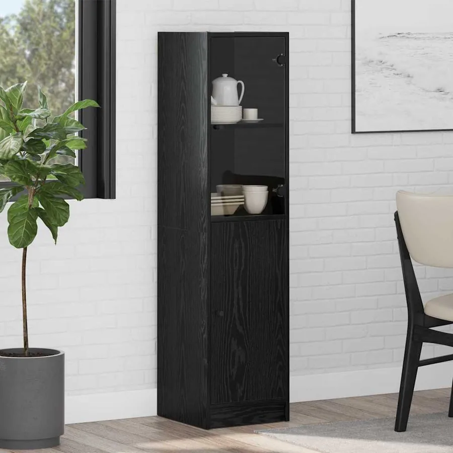 Haut Armoire Chêne noir 35 x 37 x 142 cm Bois d'ingénierie