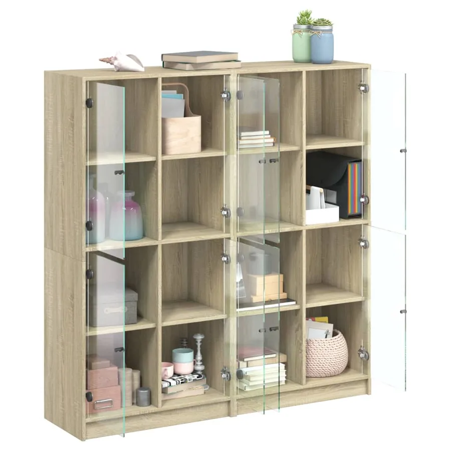 Bibliothèque avec portes chêne sonoma 136x37x142 cm - 4