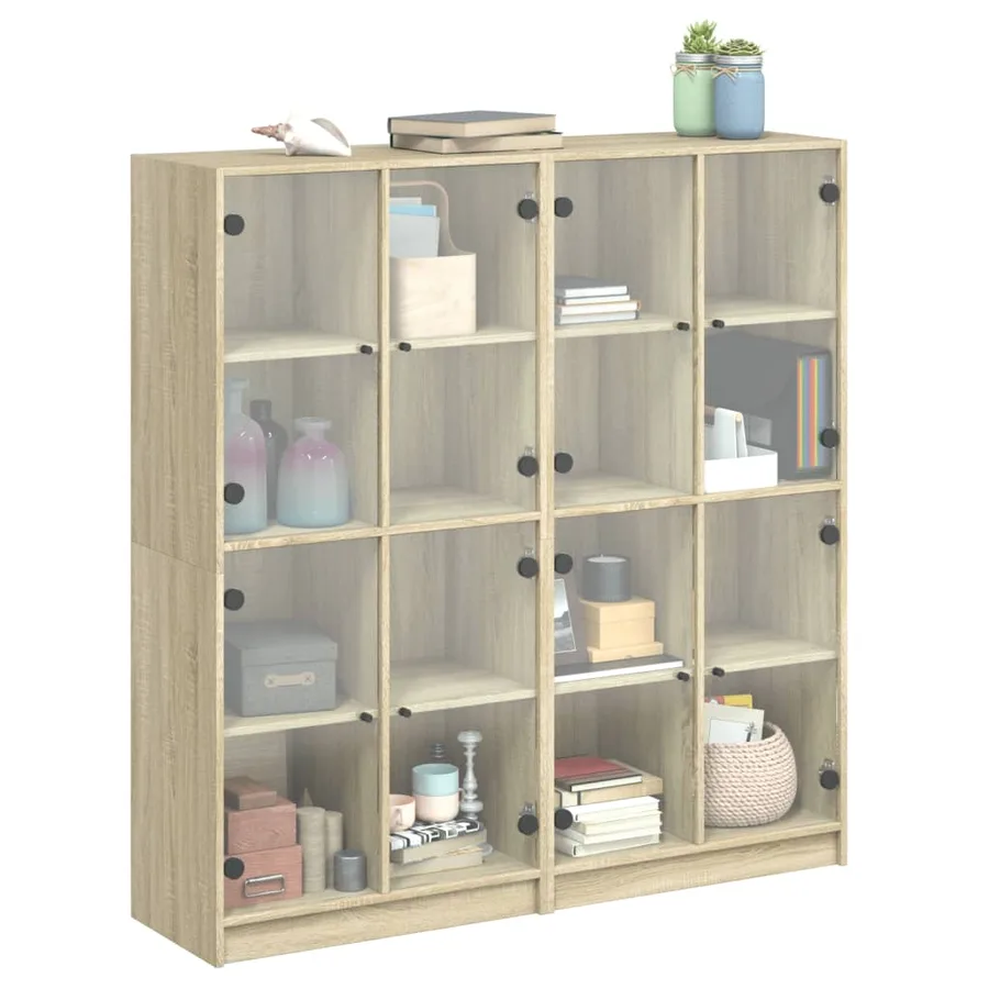 Bibliothèque avec portes chêne sonoma 136x37x142 cm - 5