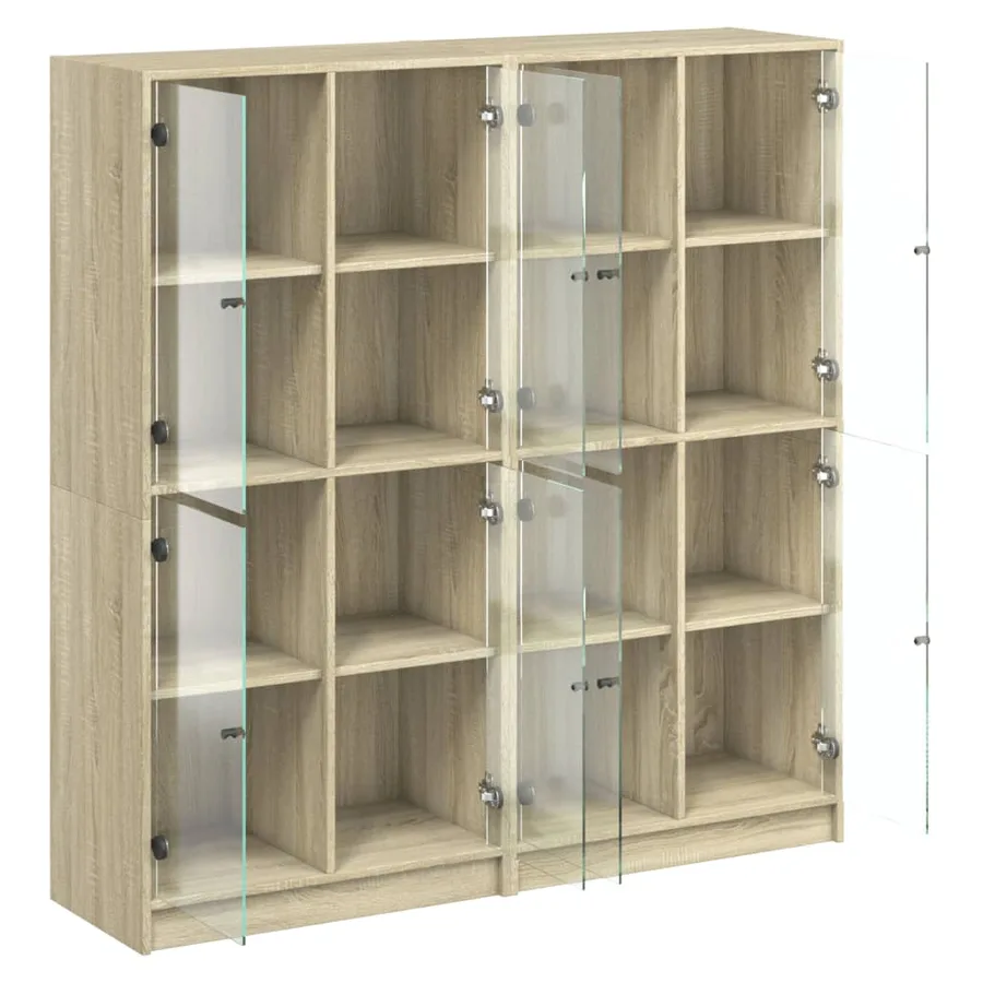 Bibliothèque avec portes chêne sonoma 136x37x142 cm - 6
