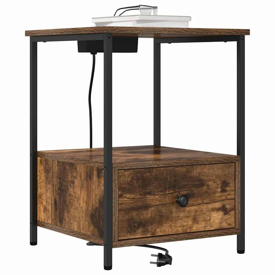 Cabinet de chevet Chêne fumé 42 x 41 x 56 cm Bois d'ingénierie - 3