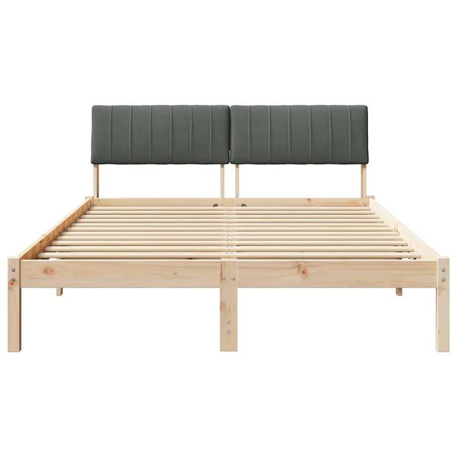 Cadre de lit avec tête de lit marron et gris foncé 135 x 190 cm - 5