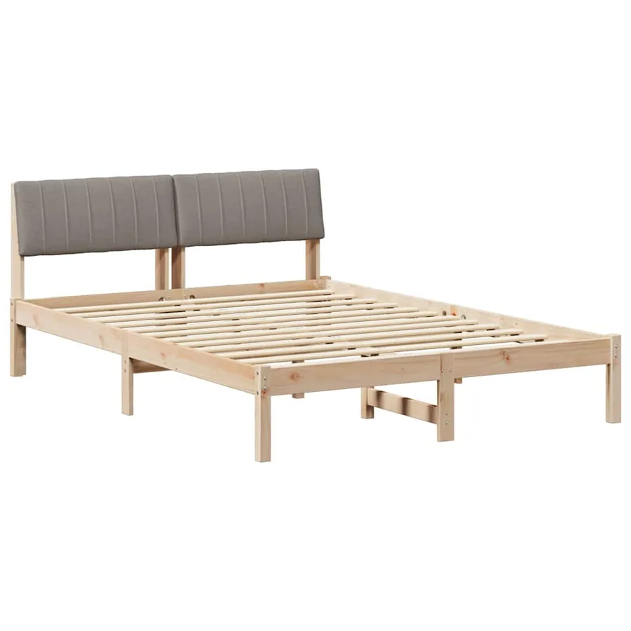 Cadre de lit Marron et taupe 135 x 190 cm Bois massif en pin - 2