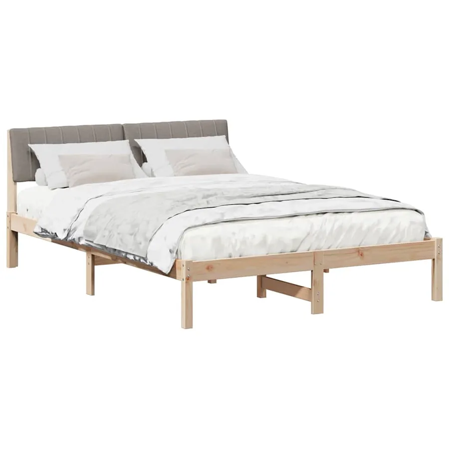 Cadre de lit Marron et taupe 135 x 190 cm Bois massif en pin - 3