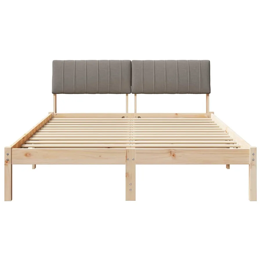 Cadre de lit Marron et taupe 135 x 190 cm Bois massif en pin - 5