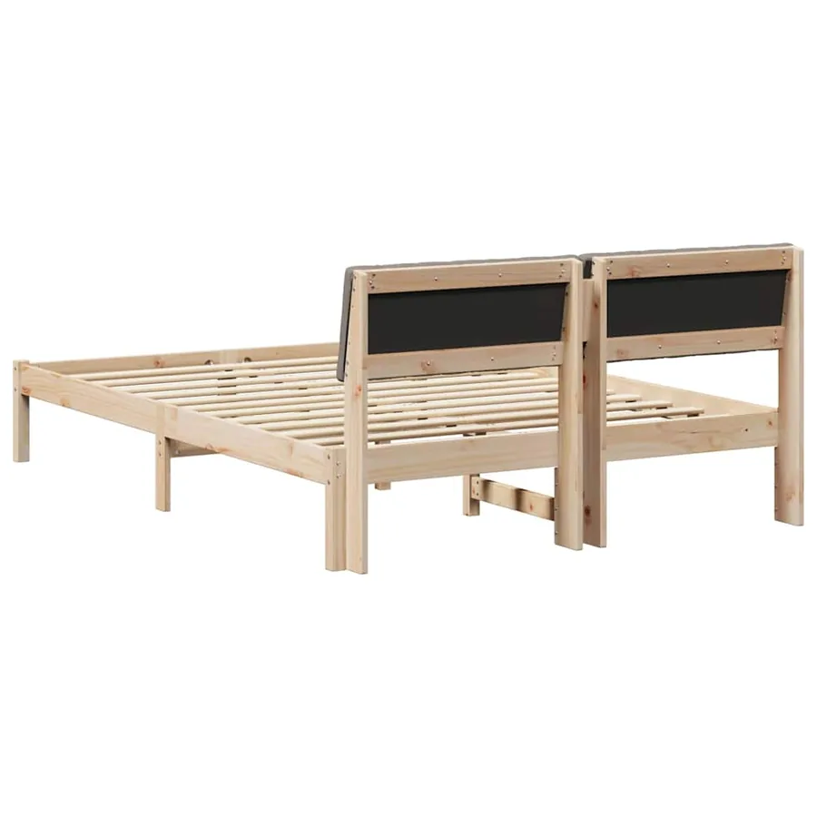 Cadre de lit Marron et taupe 135 x 190 cm Bois massif en pin - 7