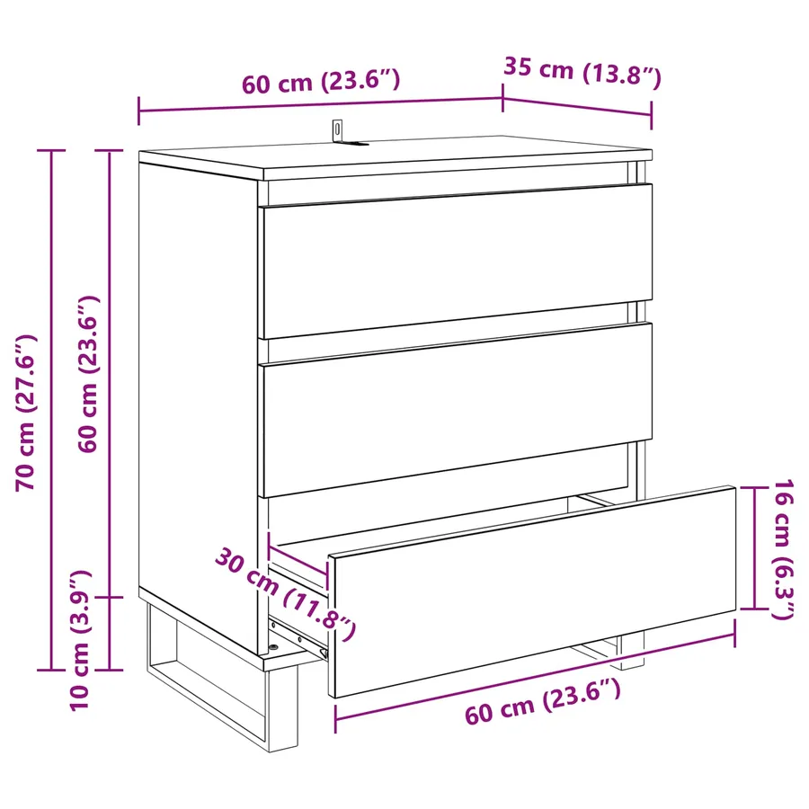 Buffet Bois Ancien 60 x 35 x 70 cm Bois d'ingénierie - 13