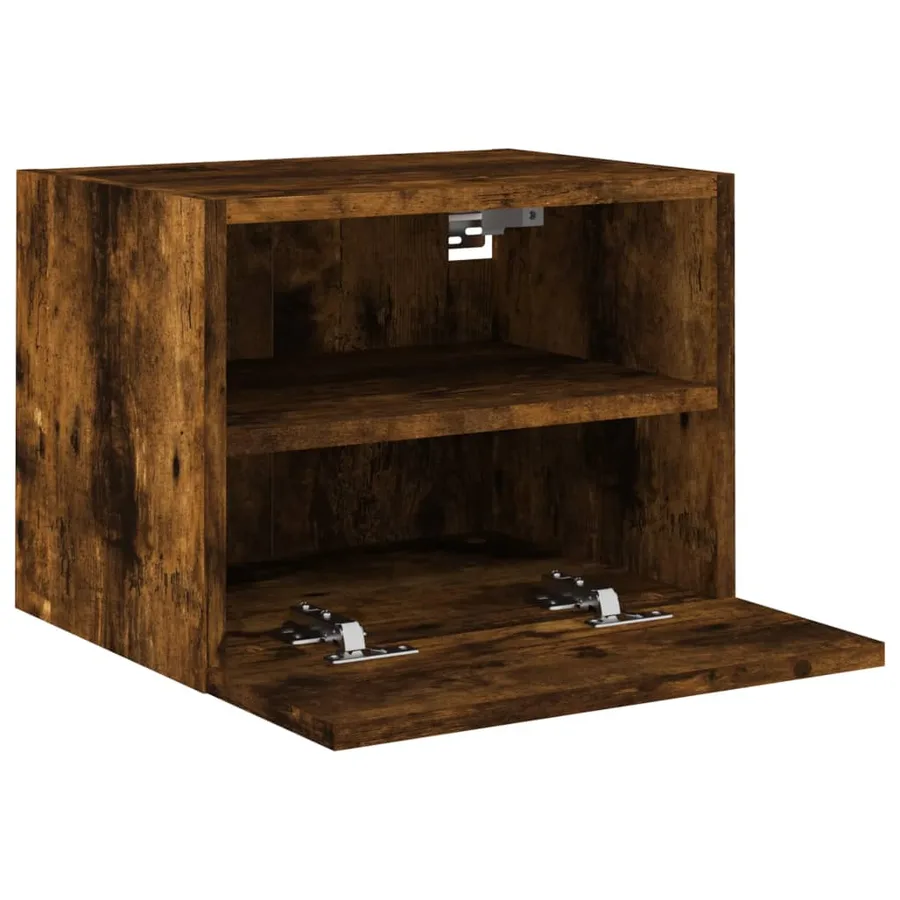 Meuble TV mural chêne fumé 40x30x30 cm bois d'ingénierie - 6