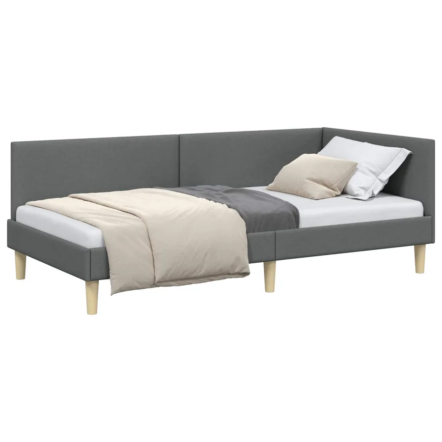 Cadre de lit d'angle avec tête de lit Gris foncé 90 cm x 190 cm - 2