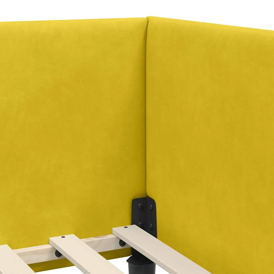 Cadre de lit d'angle avec matelas Autre 2 pcs Jaune Velours - 10
