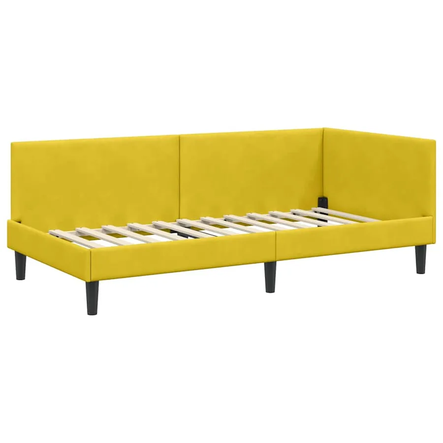 Cadre de lit d'angle avec matelas Autre 2 pcs Jaune Velours - 6