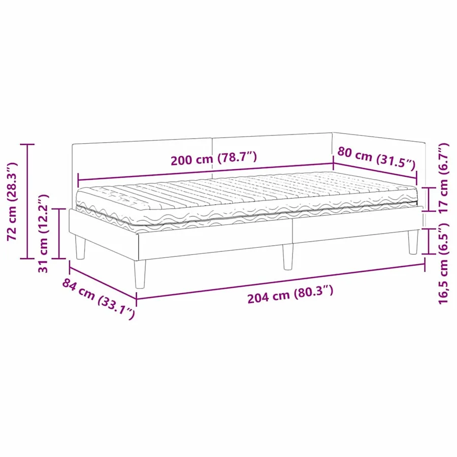 Cadre de lit d'angle avec matelas 2 pcs Gris clair Velours - 13