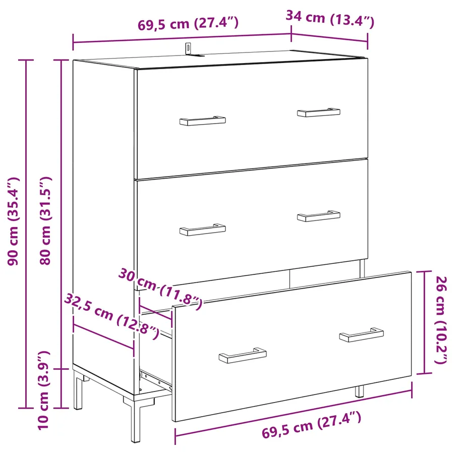 Buffet Chêne artisanal 69,5 x 34 x 90 cm - 15