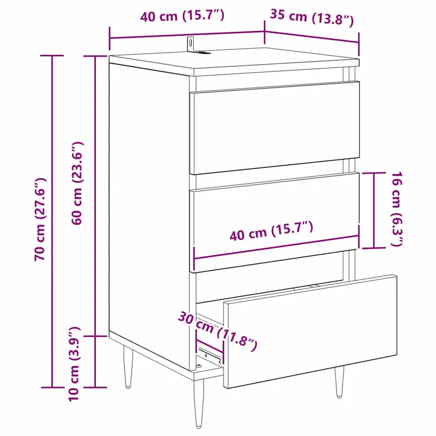 Buffet chêne artisanal 35 x 40 x 70 cm Bois d'ingénierie - 14