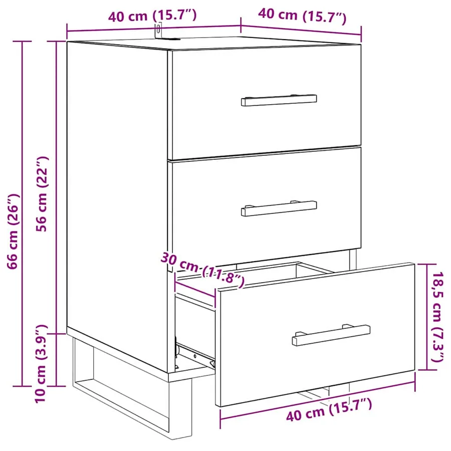 Cabinet de chevet Chêne artisanal 40 x 40 x 66 cm - 16